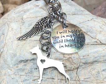 Doberman dog pet memorial keychain, pet keepsake, pet loss key chain, dog bag charm, doberman jewelry, jewellery, animal, stainless steel