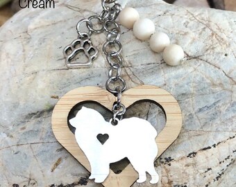 Chow Chow gemstone key chain - dog bag charm - pet keepsake - dog keychain - chow chow jewelry - jewellery