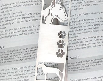 Bull Terrier stainless steel bookmark, dog bookmark, bull terrier dog gift, lasercut stainless steel book mark, Christmas