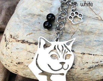 British Shorthair cat keychain, cat gemstone key chain, bag charm, cat lover, british shorthair jewelry, jewellery, animal, Christmas gift