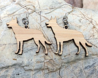 Kelpie dog earrings, drop earrings, dog earrings, dog lover jewelry, dog gift, kelpie face dog jewellery, lasercut, Christmas