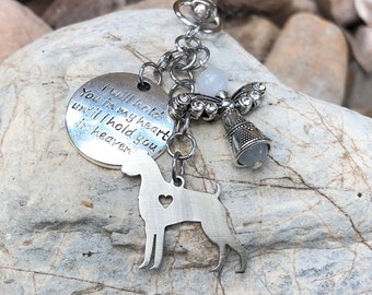 Boxer dog pet memorial keychain - pet keepsake - pet loss key chain - dog bag charm - rainbow bridge gift - boxer dog jewellery - jewelry