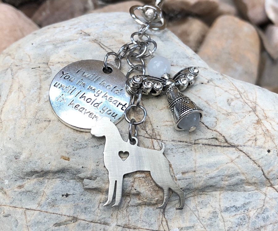 Boxer dog pet memorial keychain - pet keepsake - pet loss key chain - dog  bag charm - rainbow bridge gift - boxer dog jewellery - jewelry