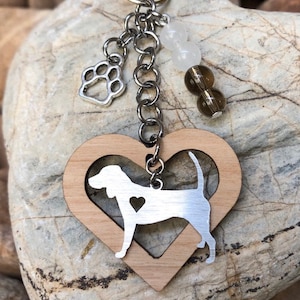 Beagle dog keychain, dog gemstone key chain, bag charm, pet keepsake, beagle jewelry, jewellery, animal, Christmas, key ring