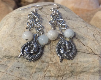 Pendientes de Piscis - pendientes de gota - joyas de astrología - joyas del zodiaco - pendientes colgantes