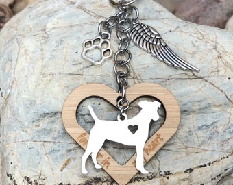 Jack Russell dog pet memorial keychain - pet keepsake - pet loss key chain - dog bag charm - rainbow bridge - jack russell dog jewelry