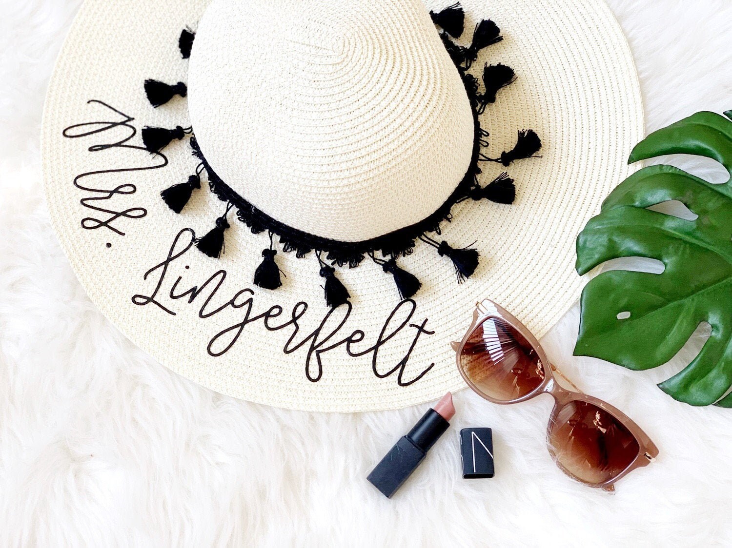 Floppy Beach Hat Personalized Bride Hat 