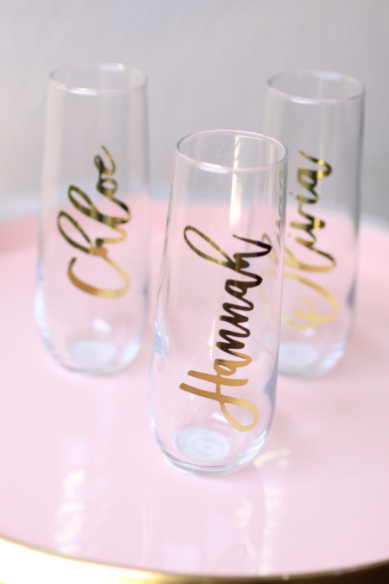 Bridesmaid champagne flutes bridal party giftsBridal party Etsy