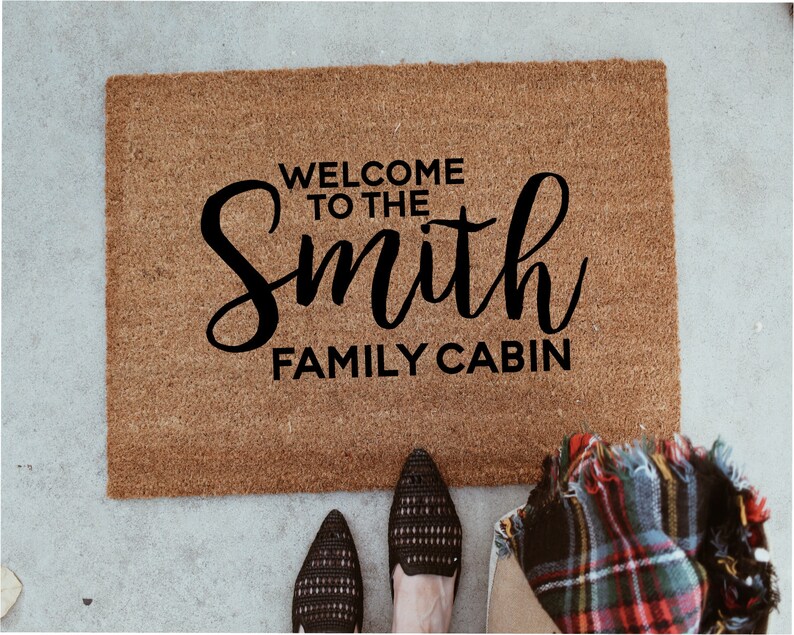 Family Cabin Doormat Custom Cabin Doormat Personalized Cabin Etsy