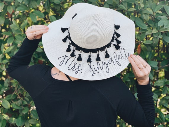 Floppy Beach Hat Personalized Bride Hat 
