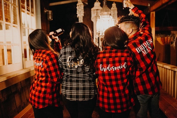 personalized flannel shirts bridesmaids