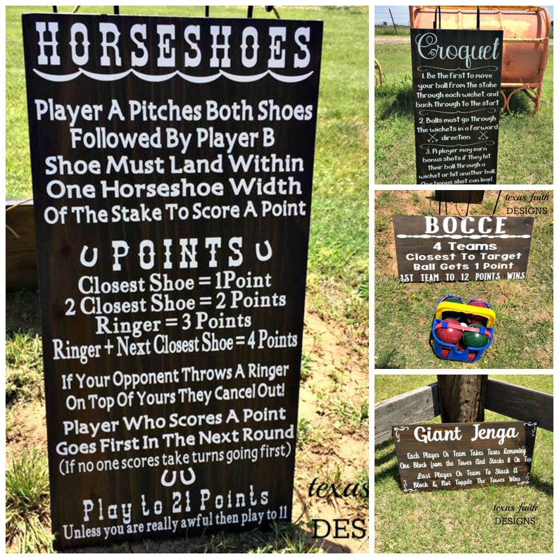 Game Rules Board Lawn Games Sign Wedding Sign Games Etsy
