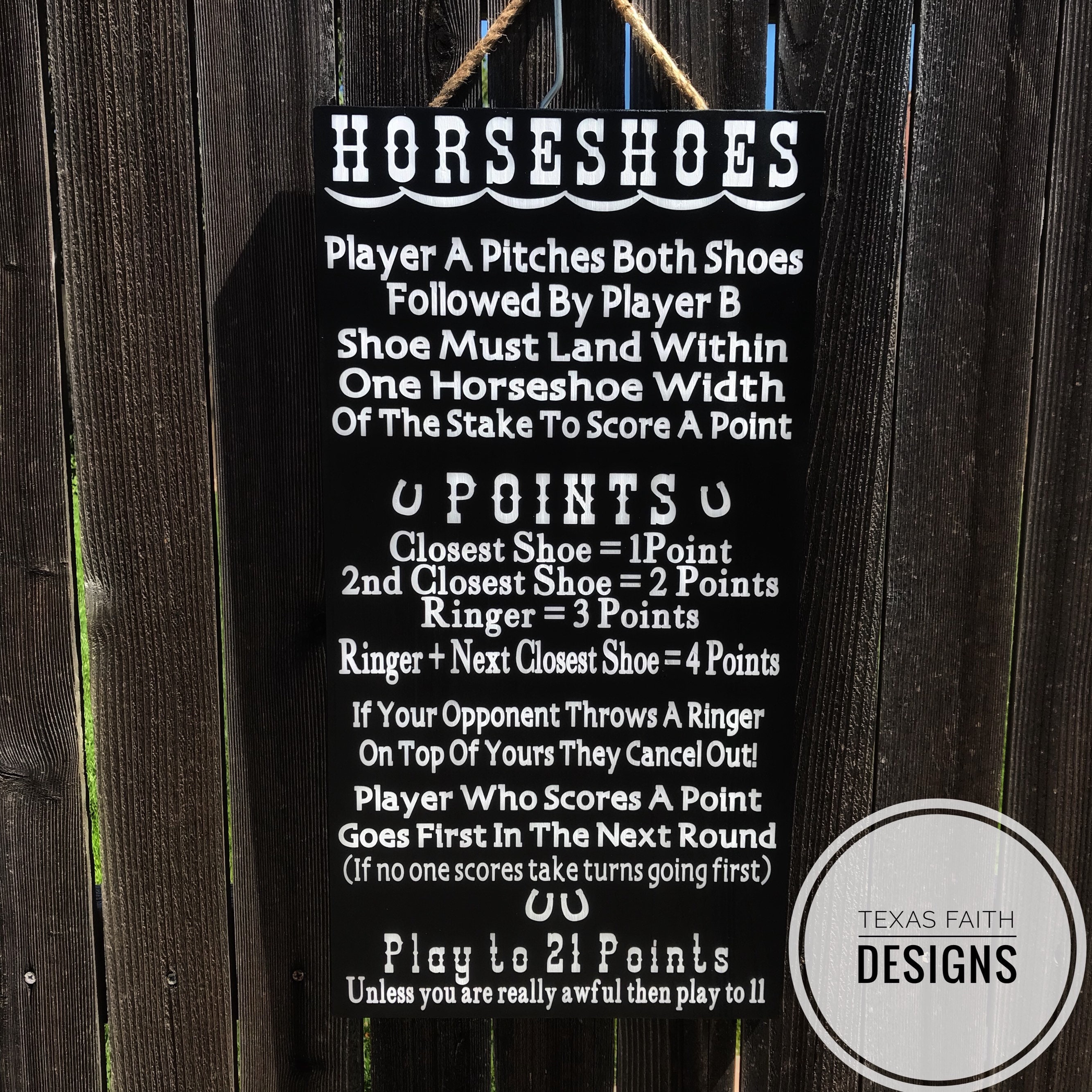 Horseshoes or Croquet Game Rules Sign Lawn Games Sign | Etsy