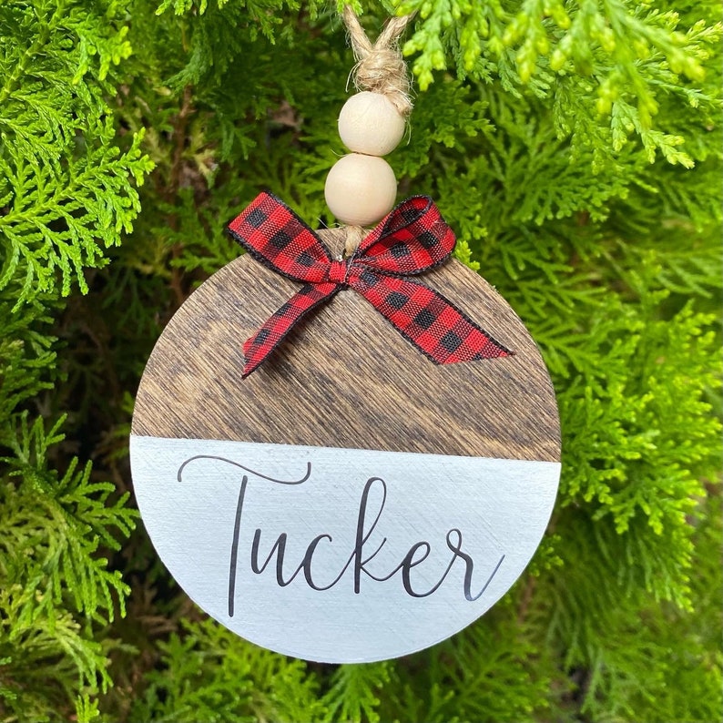 Personalized Wood Ornaments Name Christmas Ornaments Modern Etsy