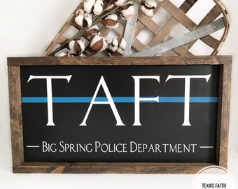 Police Officer Name Sign, Police Officer Gifts, Police Sign, Thin Blue Line, Police Wife, Police Mom, Police Officer, Last Name Sign