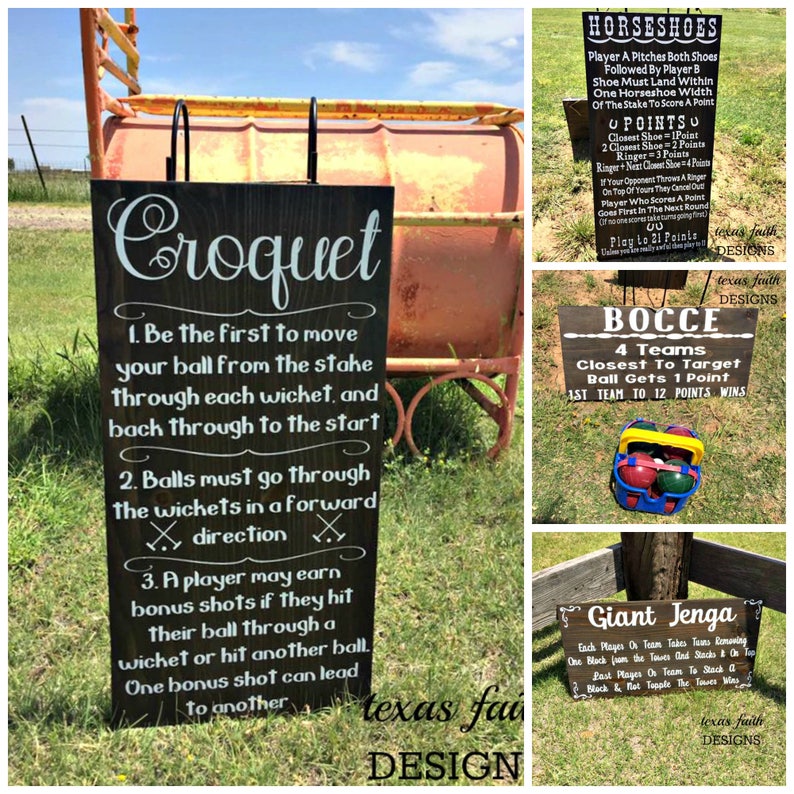 Horseshoes or Croquet Game Rules Sign Lawn Games Sign Etsy Australia
