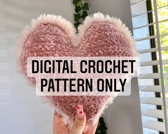 DIGITAL Crochet Pattern - Fuzzy Heart Pillow