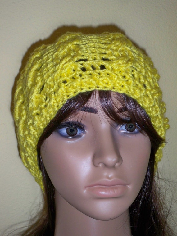 Sunshine Yellow Cable Knit Beanie - Etsy
