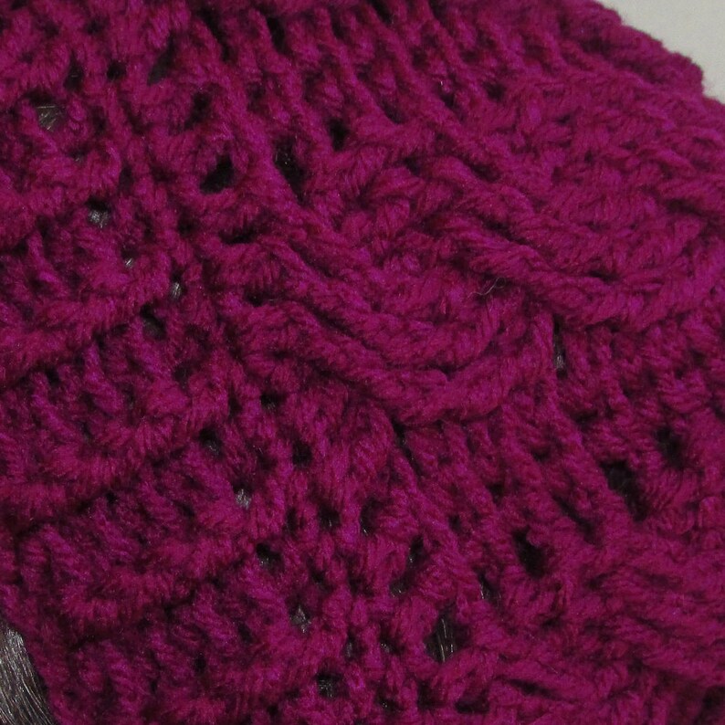 Crochet Cable Knit Beanie in Boysenberry Etsy