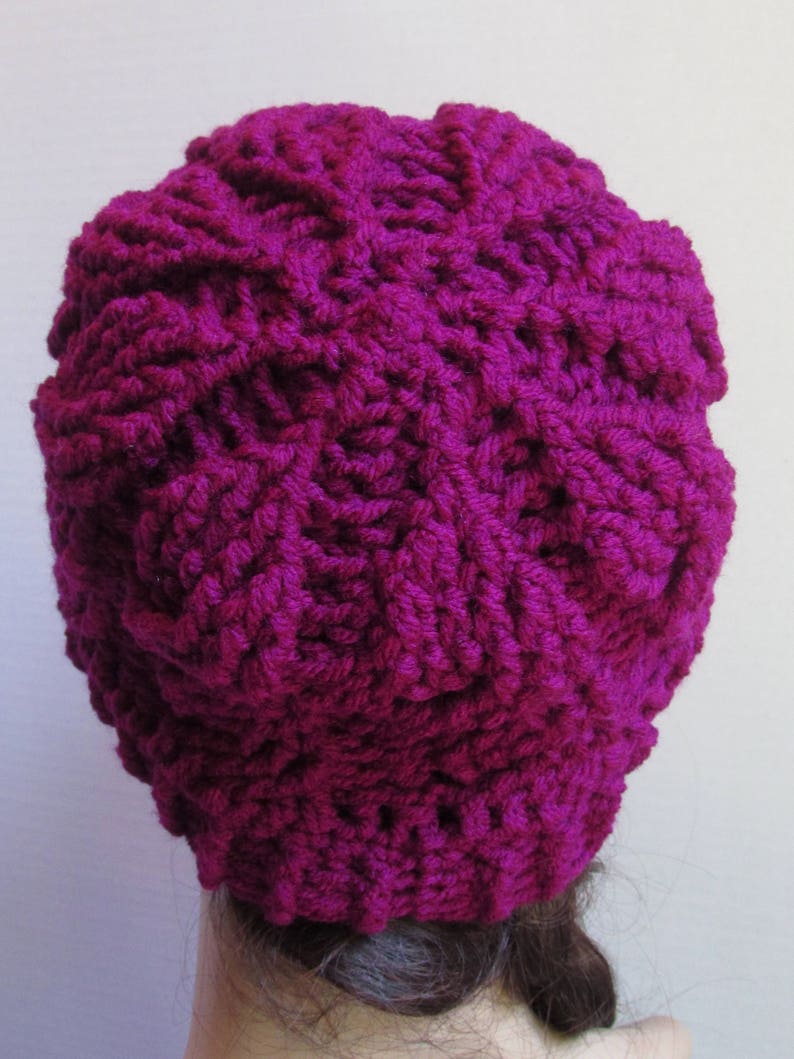 Crochet Cable Knit Beanie in Boysenberry Etsy