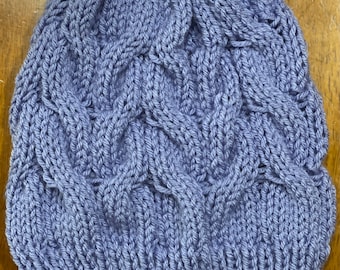 Lavender Purple cable knit beanie