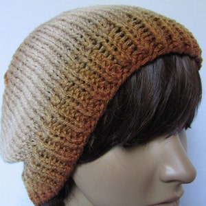 Slouchy Knit Beanie in Cafe Brown Colors