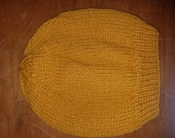 Mustard Yellow Slouchy Beanie in Wool
