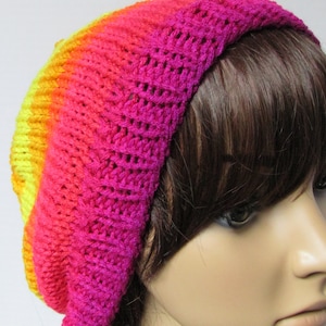 Slouchy Knit Beanie in Sunset Color