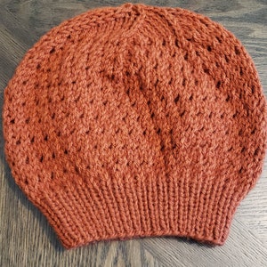 Lacy Slouchy Beanie in Orange