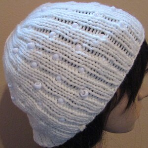 Soft White Essential Beanie with White Beads