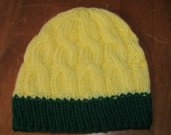 Pineapple Colored Cable Knit Beanie