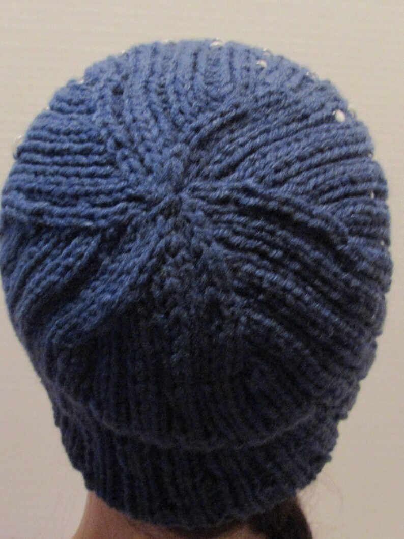Denim Blue Essential Beanie With Clear Beads - Etsy