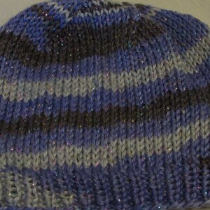 Purple and Silver Basic Slouchy Knit Beanie