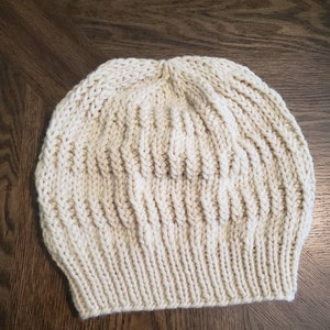 Rib and Knit Slouchy Essential Beanie in Beige