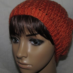 Tangerine Lacy Slouchy Knit Beanie