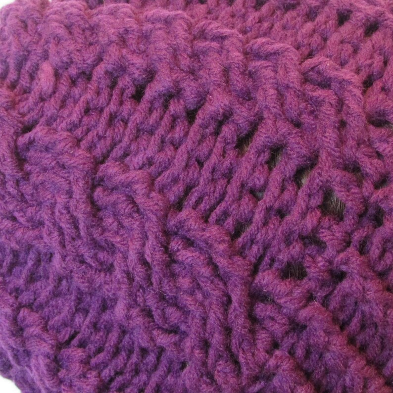 Purple Crochet Double Cable Knit Beanie - Etsy