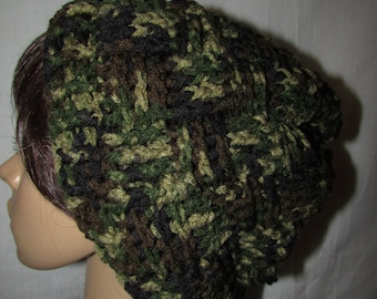 Camo Basket Weave Crochet Beanie