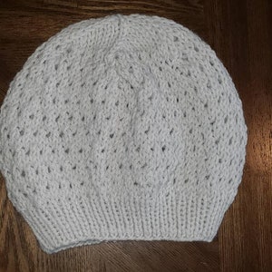 Light Grey Lacy Knitted Slouchy Beanie