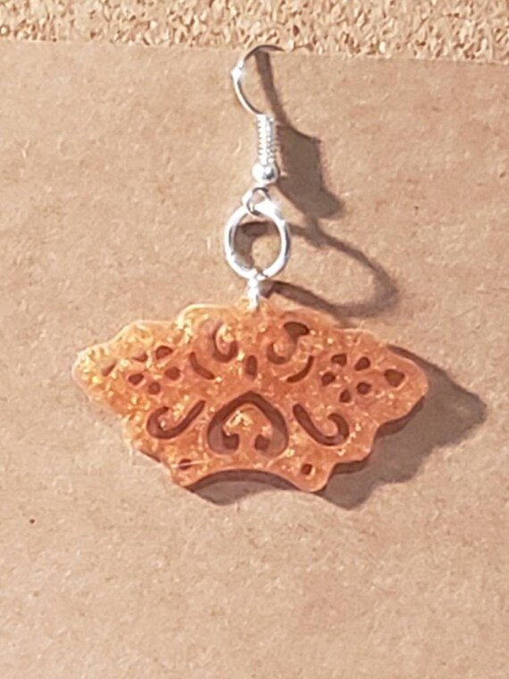 Shimmery Copper Lacy Fan Inspired Earrings