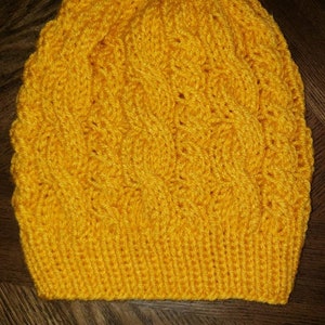 Golden Double Cable Knit Beanie