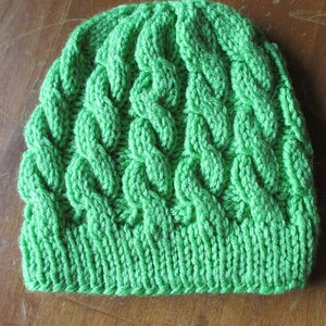 Spring Green Slouchy Cable Knit Beanie