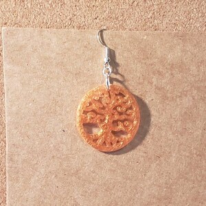 Shimmery Copper Tree of Life Resin Earrings