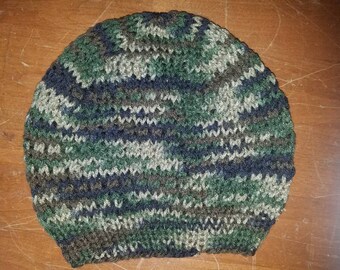 Lacy Slouchy Knit Beanie in Camouflage