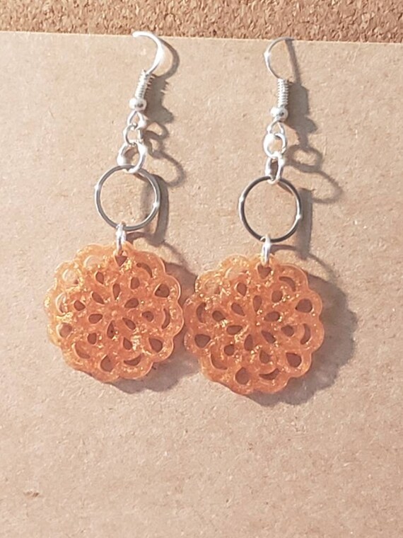 Shimmery Copper Flower Themed Earrings