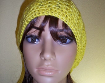 Yellow V Stitch Beanie