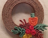 pin, Fall wreath pin, autumn wreath pin, Holiday pin, decorative pin, seasonal pin, Gift wrap charm, Braided straw pin, Teacher gift, boho