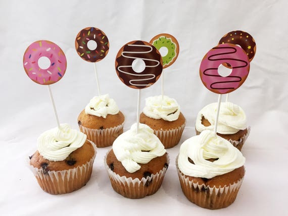 Donut Cake Cupcake Decorative Cupcake Picks Cake Toppers Etsy