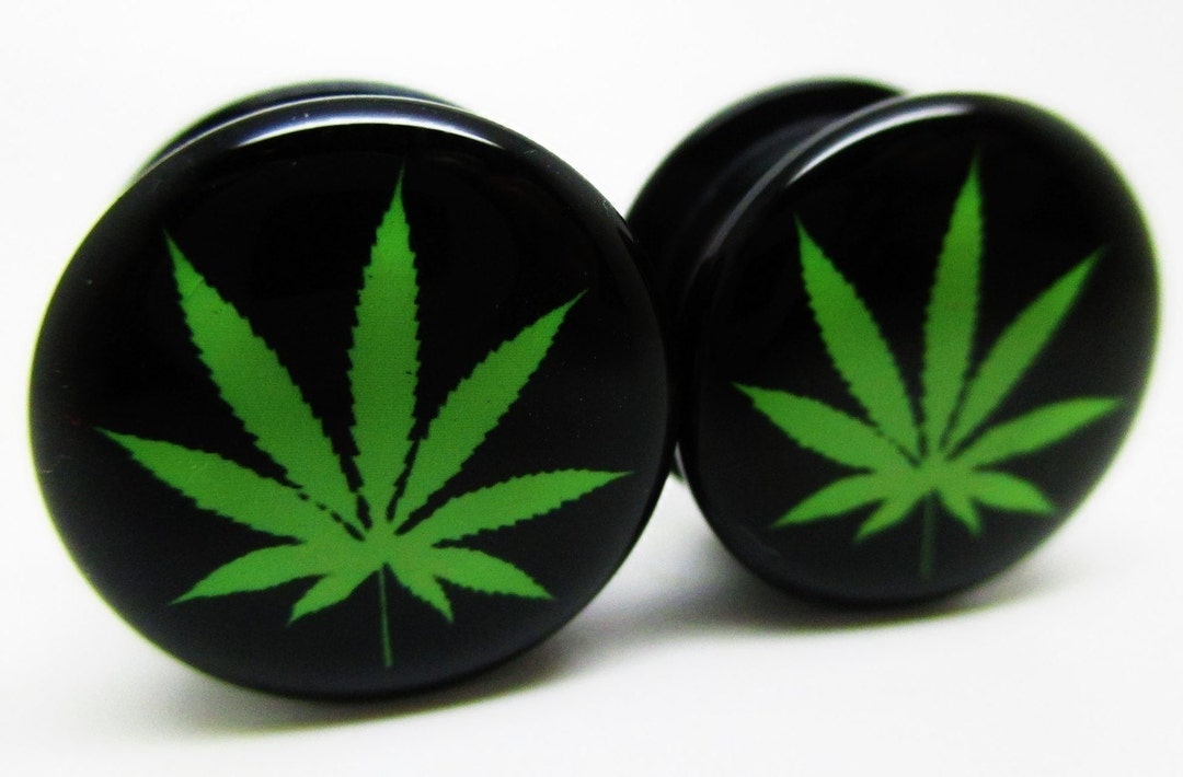 Pot Leaf Marijuana Ear Plugs Acrylic Screwon New 8 Sizes Pair Etsy