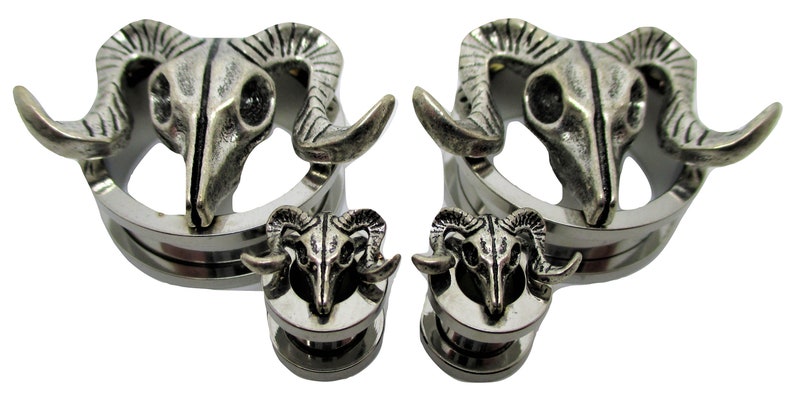 8 Sizes Ram Ear Plugs Pair Stainless Steel Screw-On Ear Plugs New!