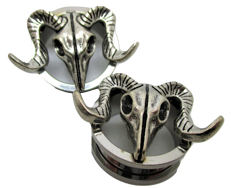 8 Sizes Ram Ear Plugs Pair Stainless Steel Screw-On Ear Plugs New!